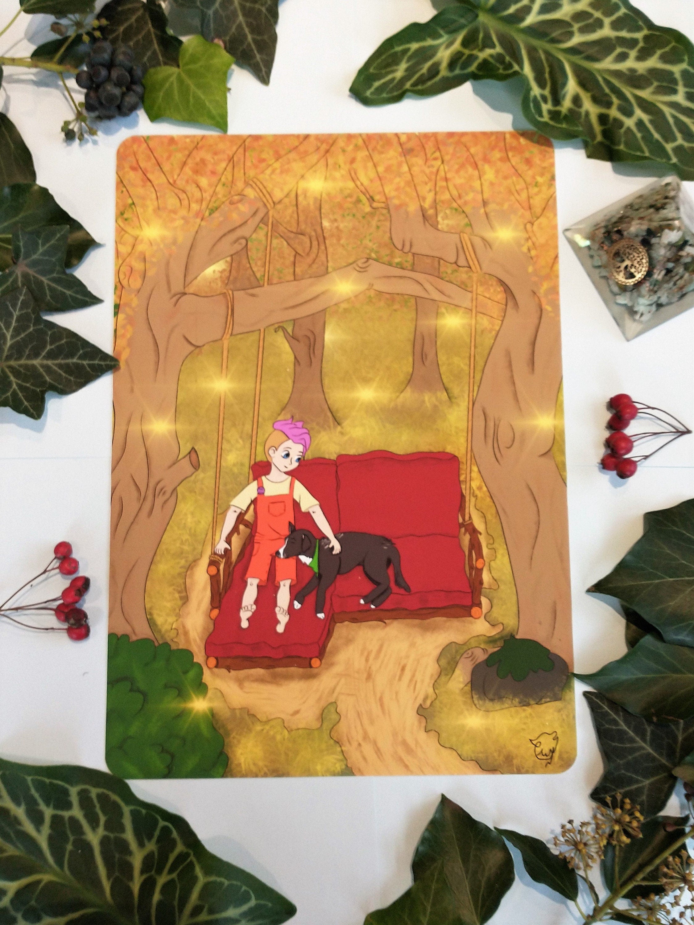 Art print dog sofa forest