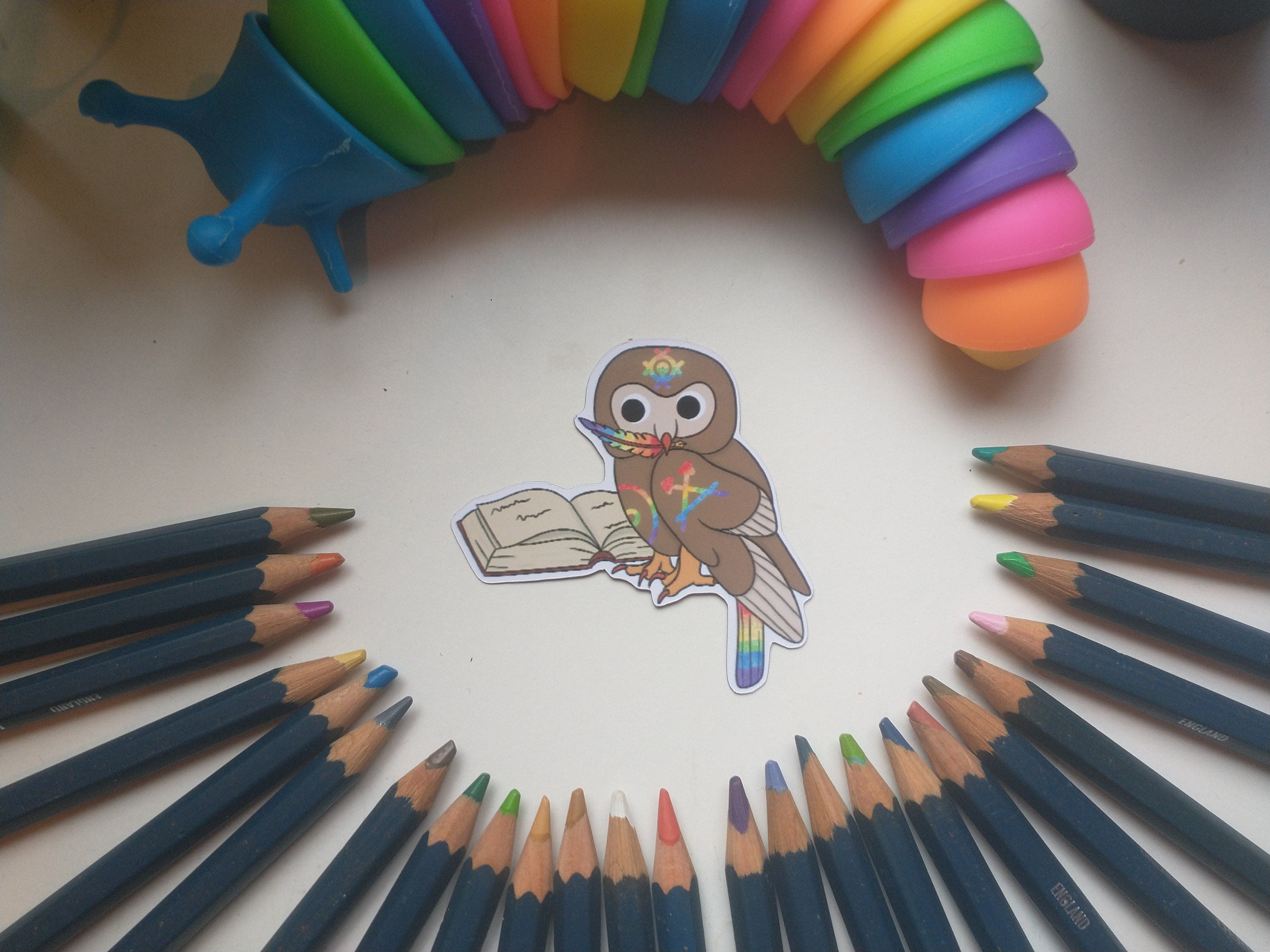 Fantasy rainbow ant eater, owl and bear