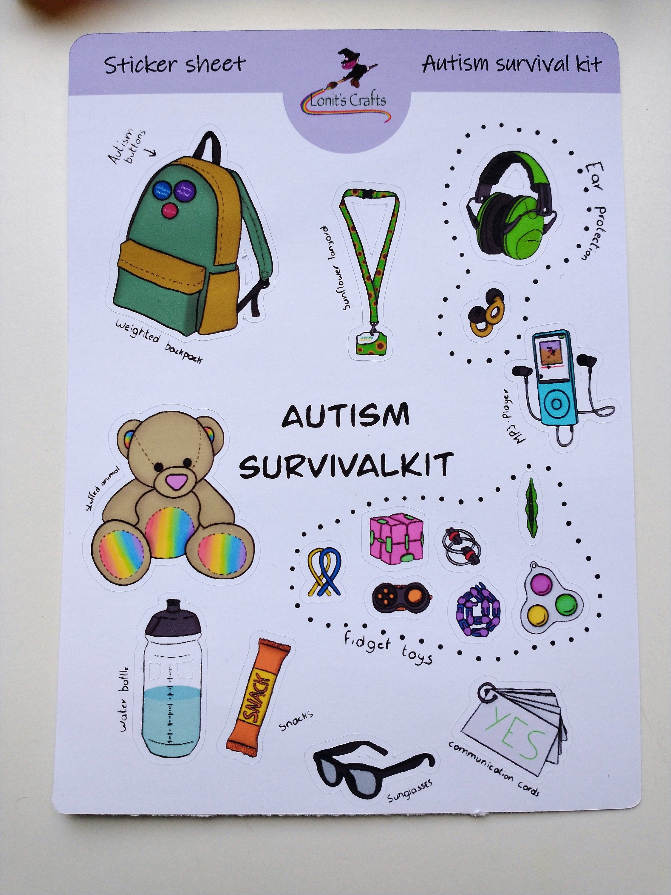 Stickervel autisme survivalkit