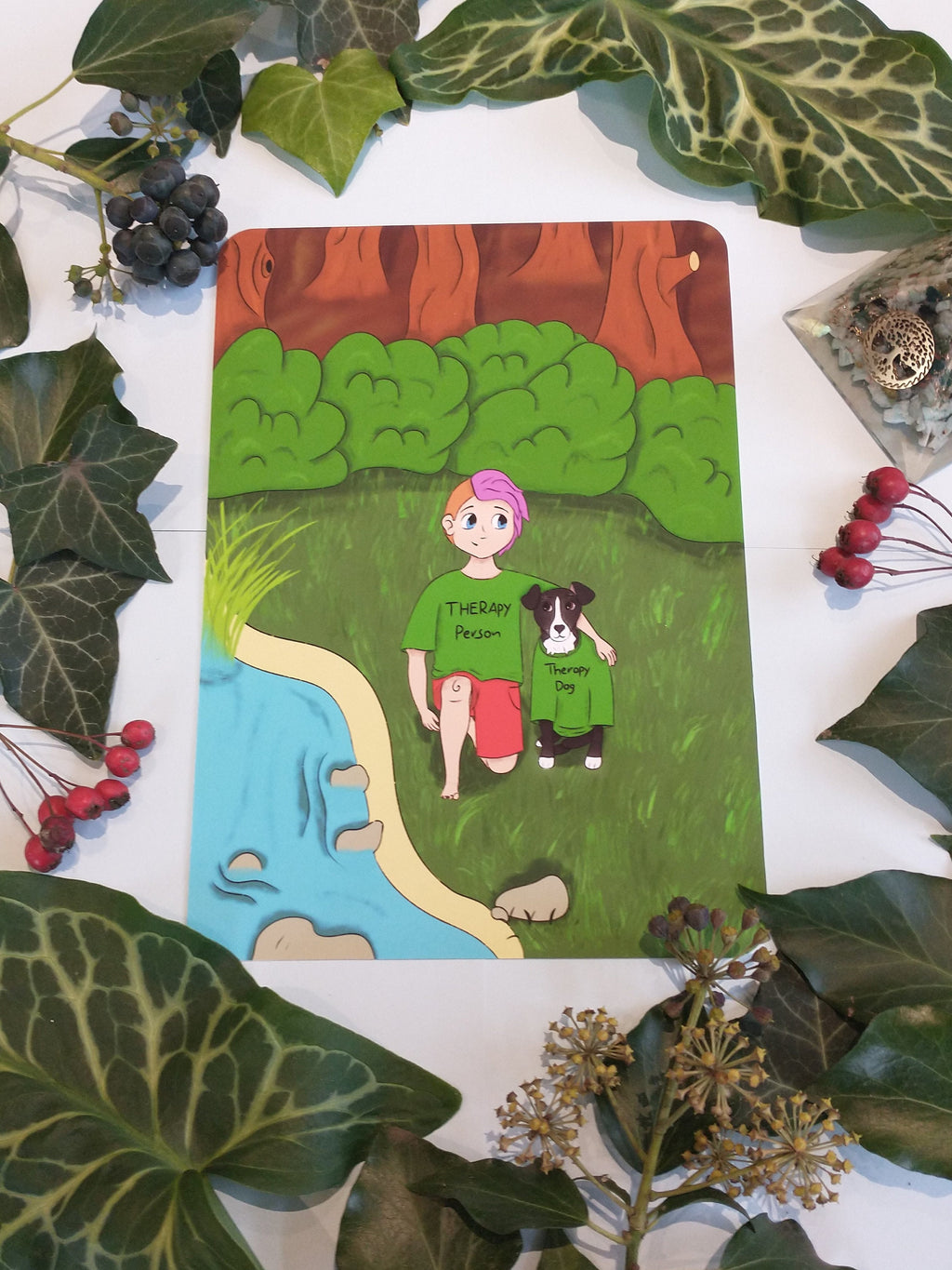 Art print therapy dog/person