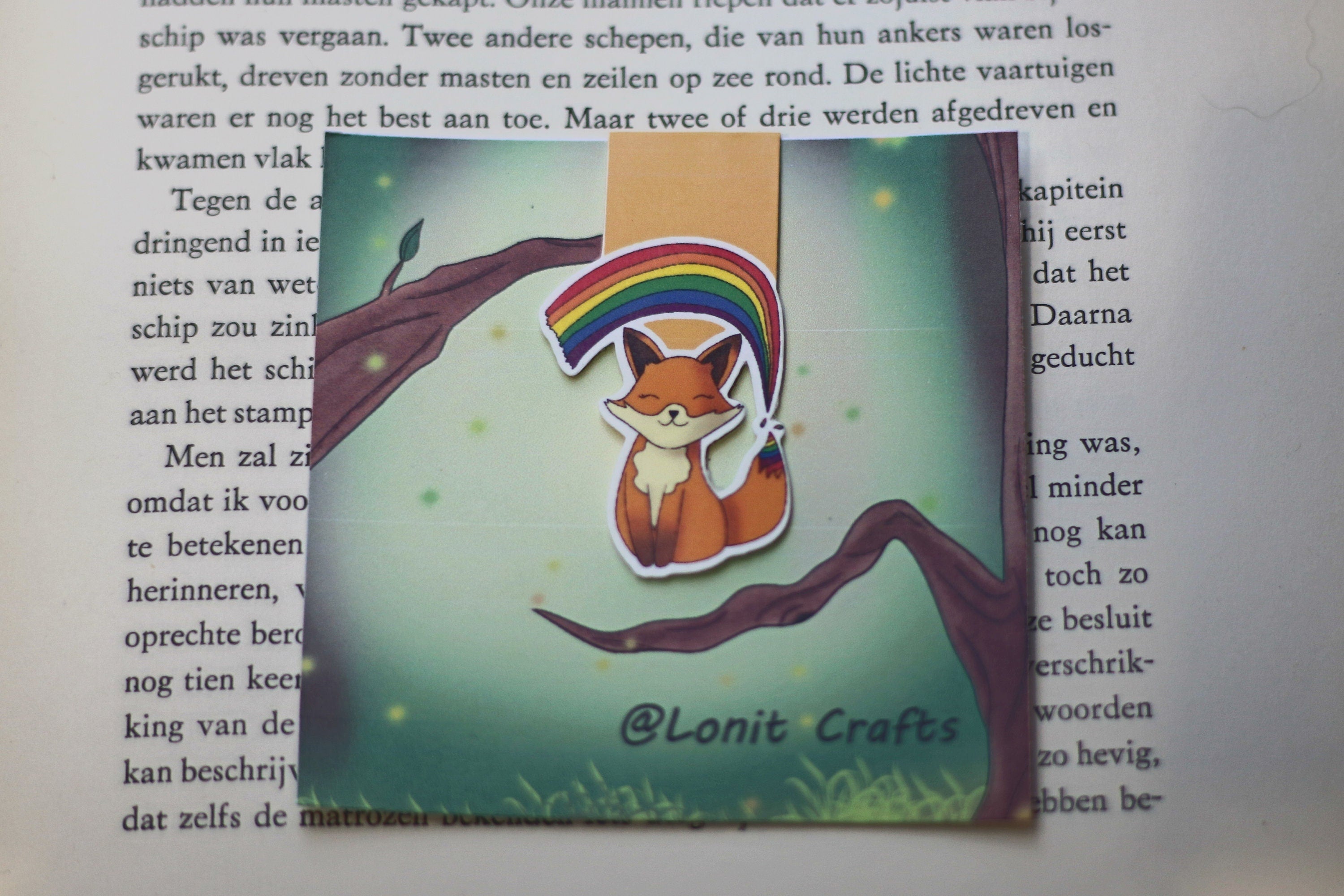 Rainbow fox and fantasy sloth magnetic bookmark