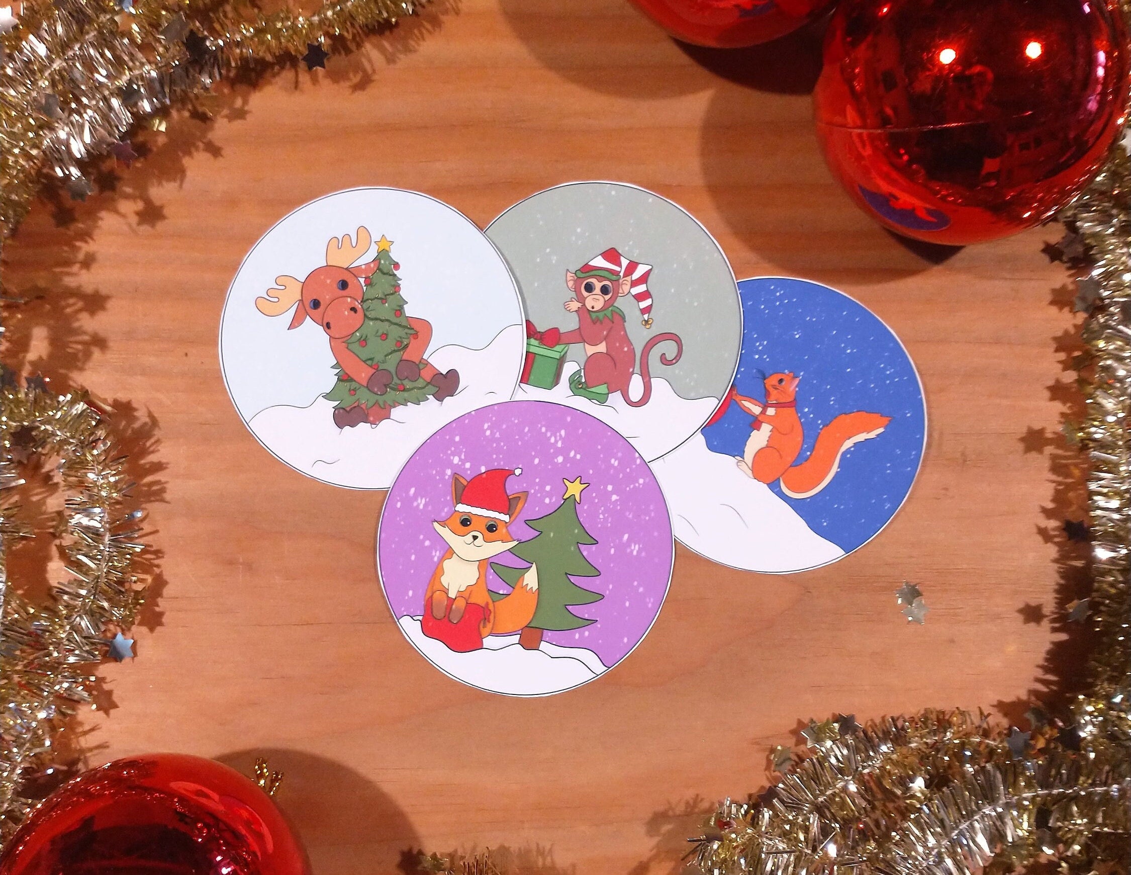 christmas animal stickers