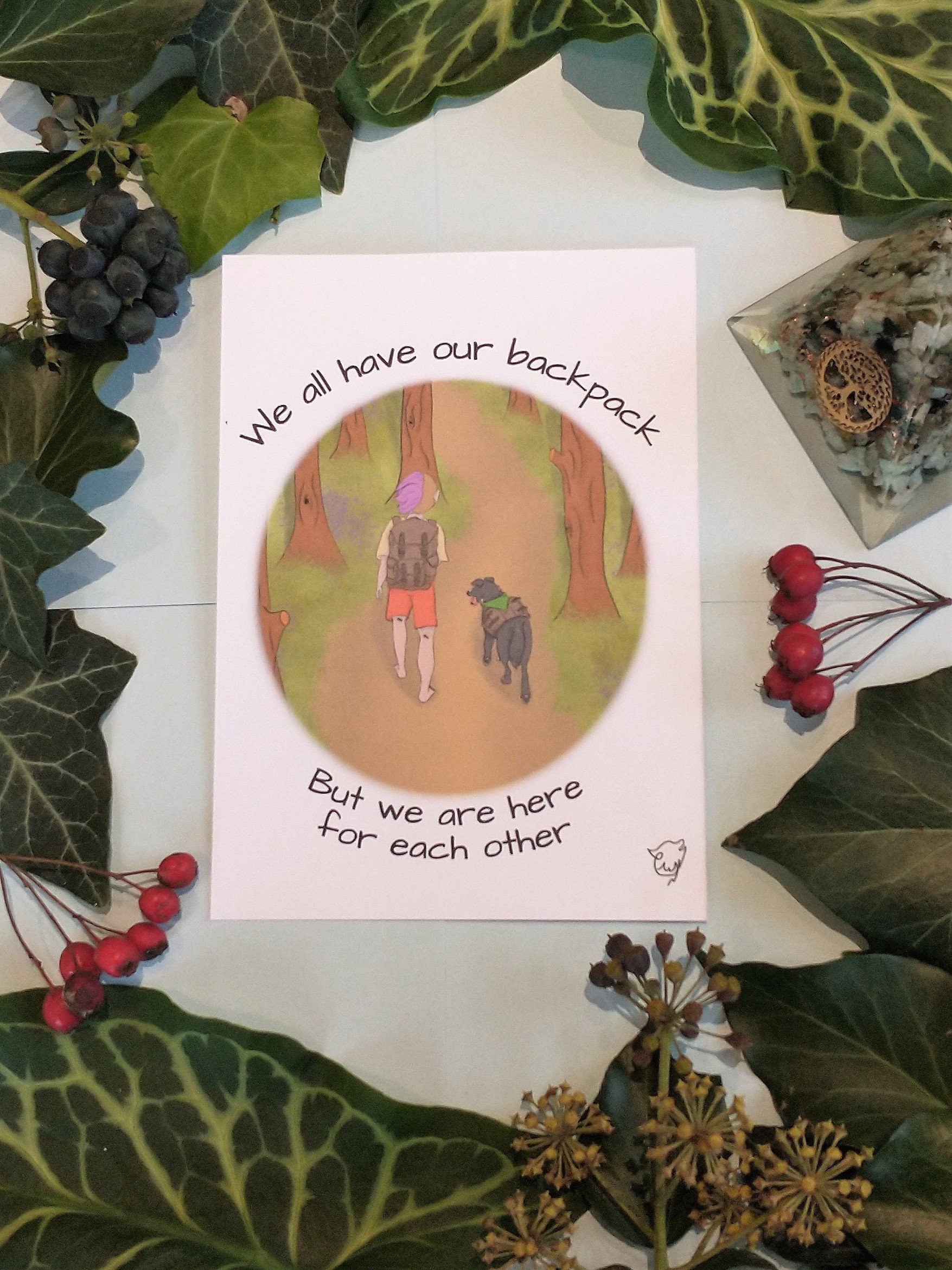 postcard here for each other dog and person