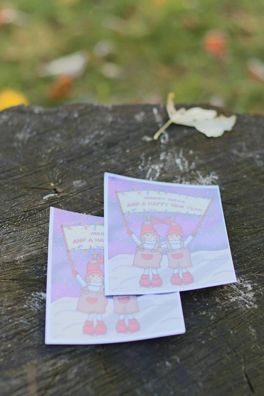 Christmas / new year postcard gnomes