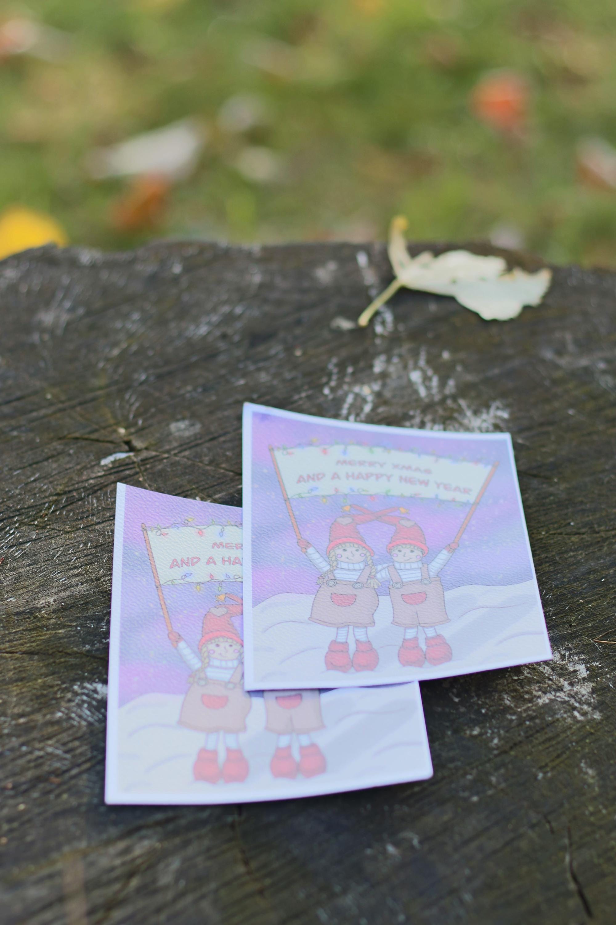 Christmas / new year postcard gnomes