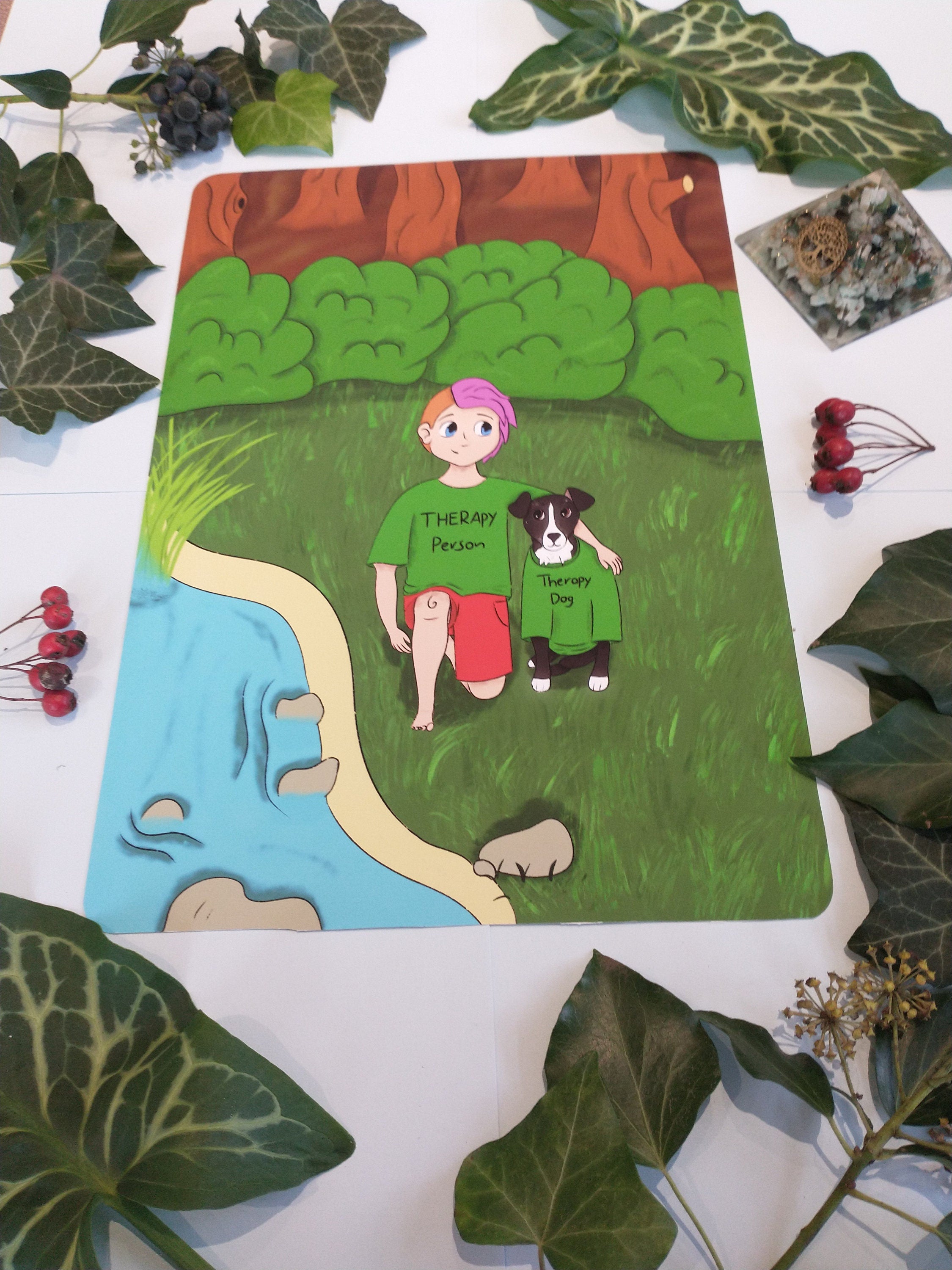 Art print therapy dog/person