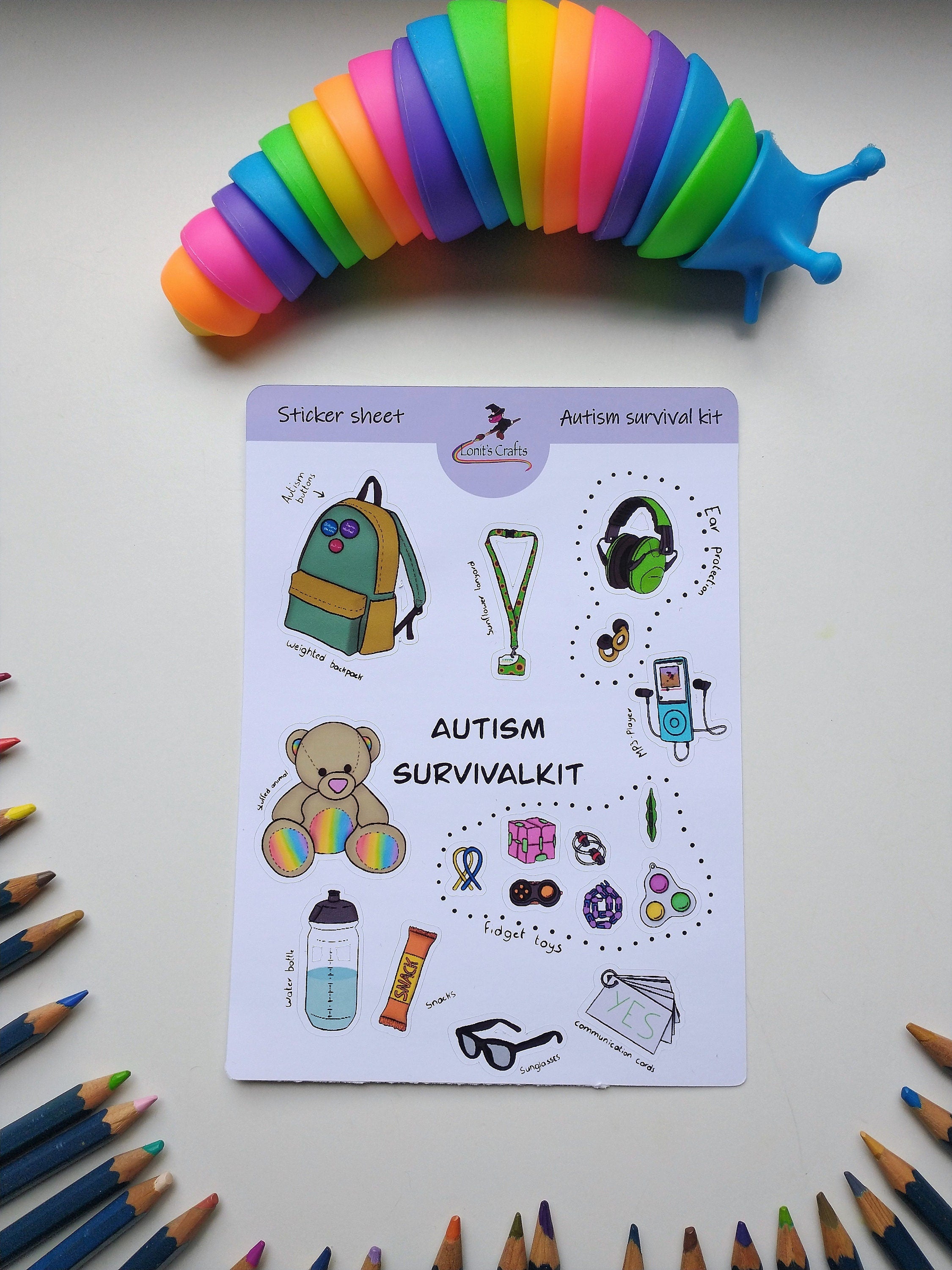 Stickervel autisme survivalkit