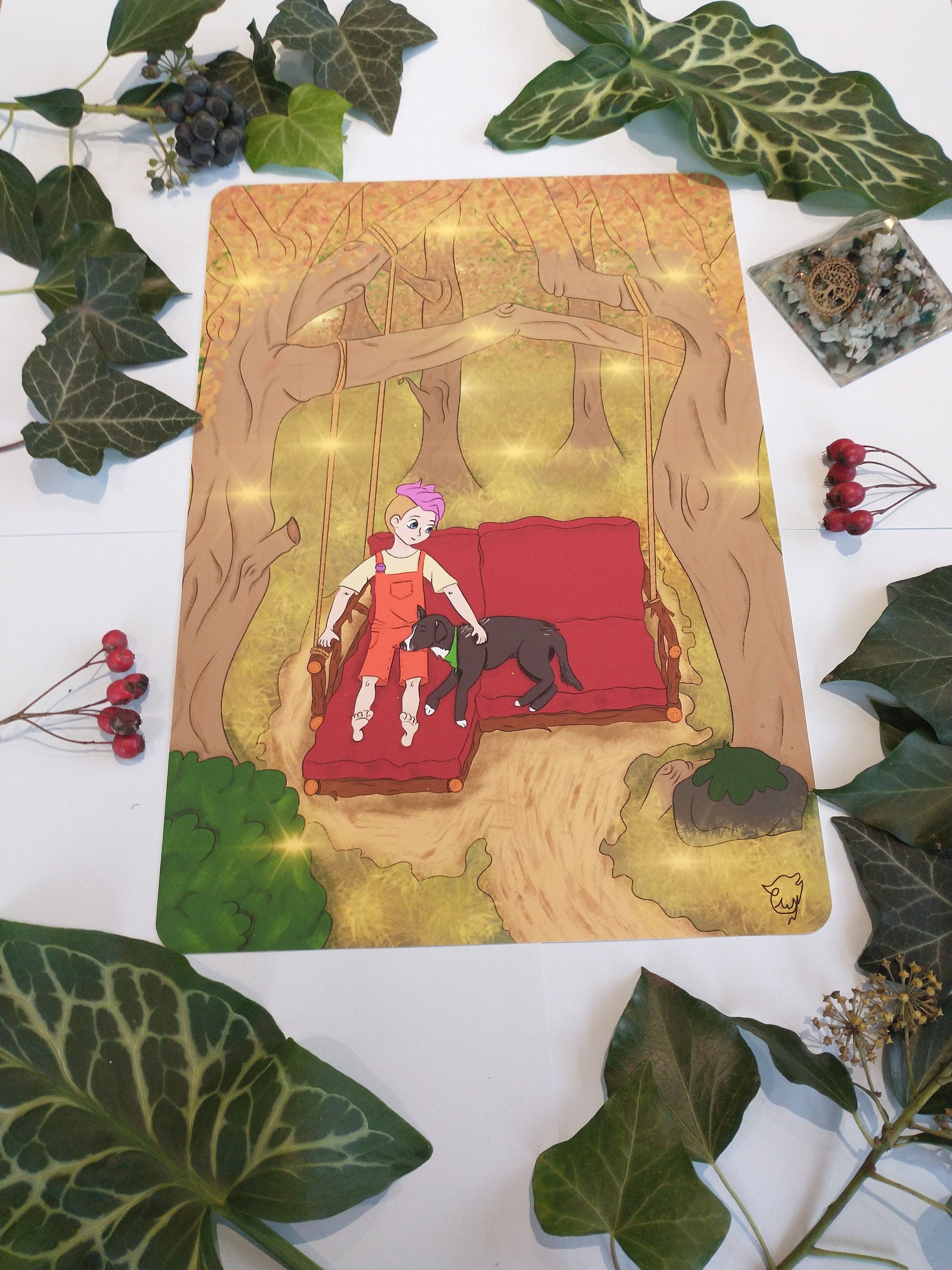Art print dog sofa forest