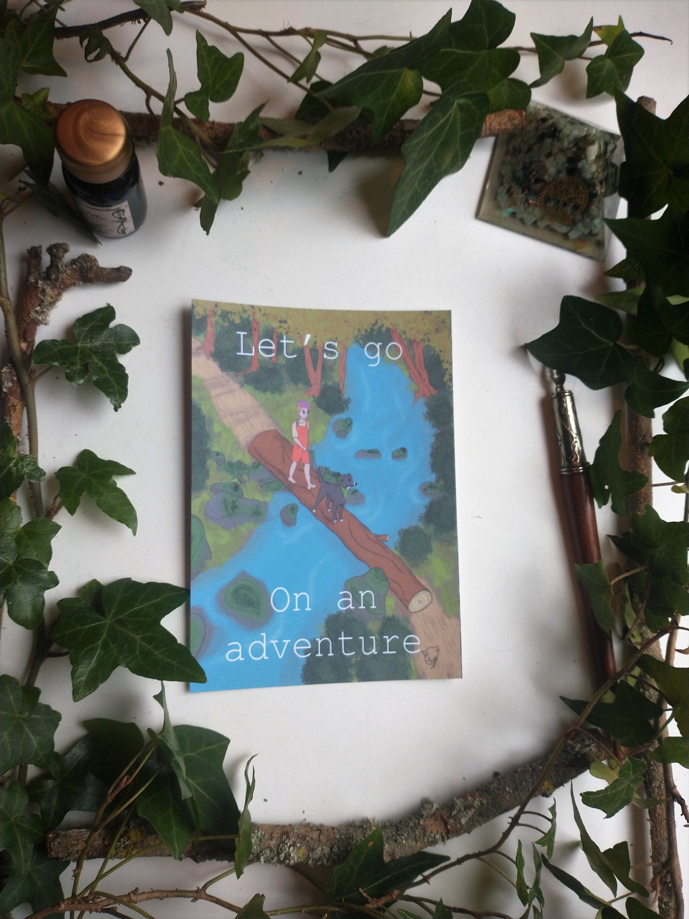 postcard let's go on an adventure