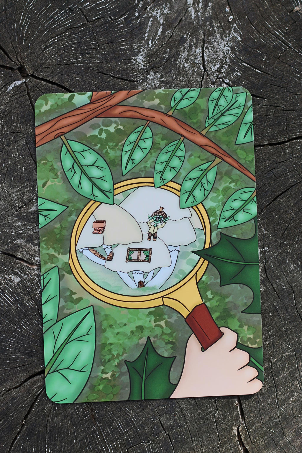 Art print discovering mushroom world